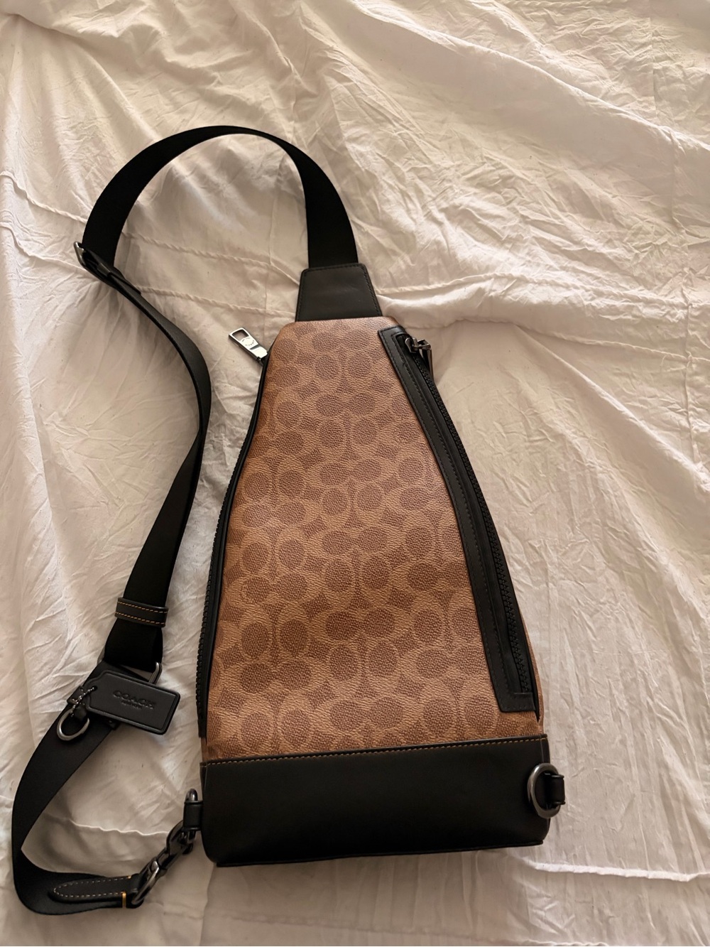 Coach Brown Signature Sling Bag with Black Strap - Picture 2 of 2